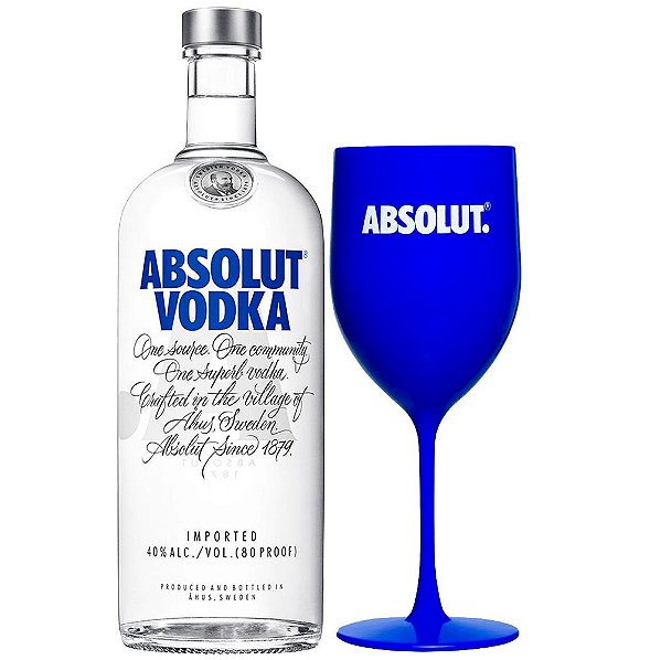 kit Vodka Absolut tradicional 1l + taça Absolut