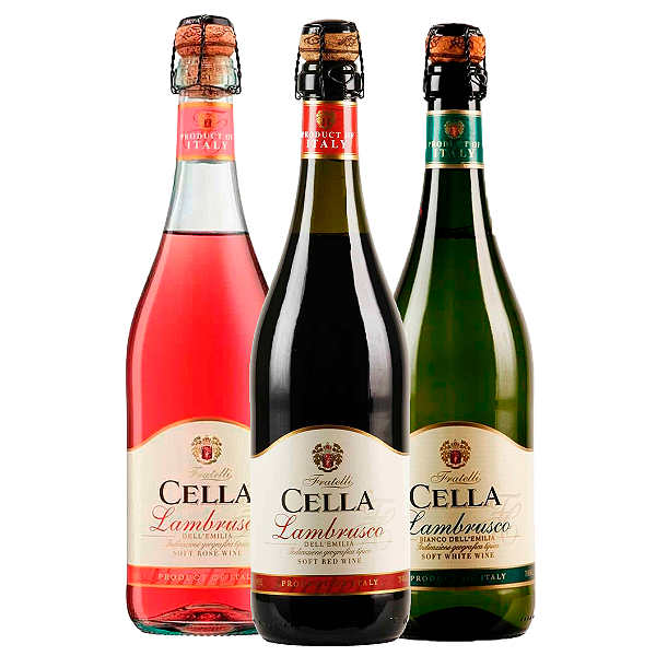 Kit 3 vinhos frisante cella lambrusco 750ml