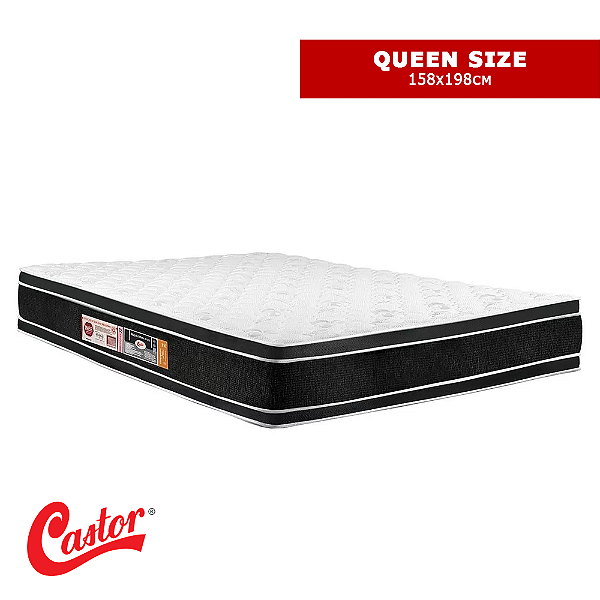 COLCHÃO QUEEN SIZE CASTOR DE ESPUMA BLACK & WHITE AIR D33 - (DOUBLE FACE) 158X198X27CM