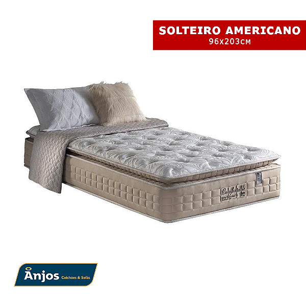 COLCHÃO SOLTEIRO AMERICANO ANJOS COMFORTABLE MOLAS ENSACADAS - 96X203X36CM