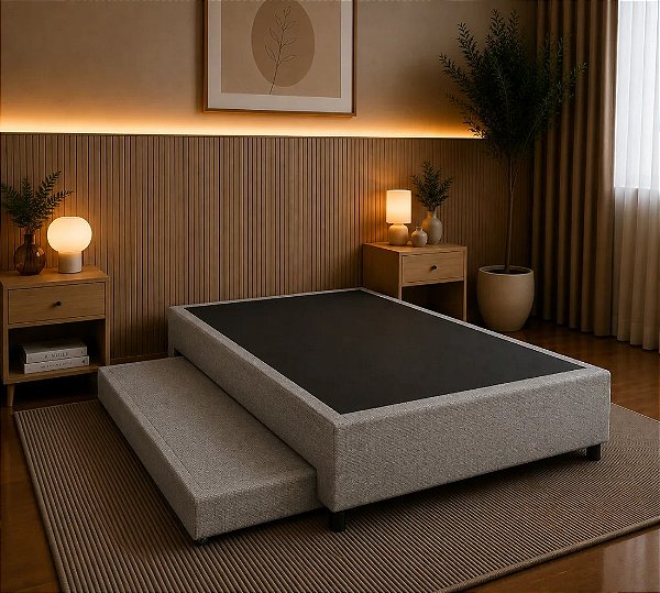 BASE BOX CASAL ARVORAR COM CAMA AUXILIAR 138x188x42cm