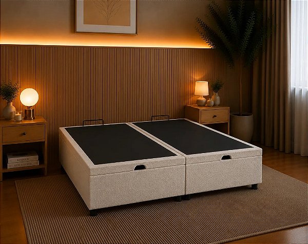 CAMA BOX BAÚ KING SIZE ARVORAR 193x203x37cm