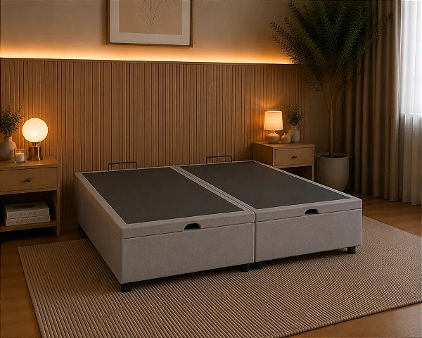 CAMA BOX BAÚ CASAL BIPARTIDA ARVORAR 138x188x37cm