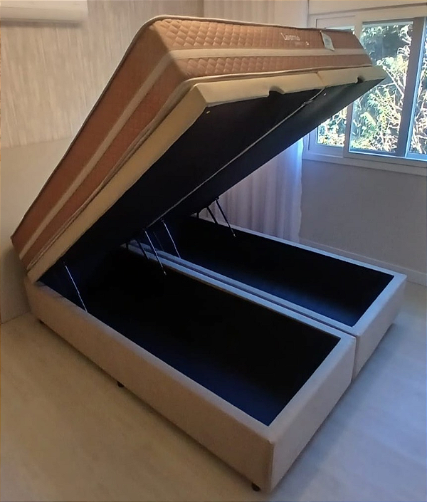 CONJUNTO QUEEN SIZE BOX BAÚ + COLCHÃO HERVAL LIVORNO MAXSPRING - 158X198X71