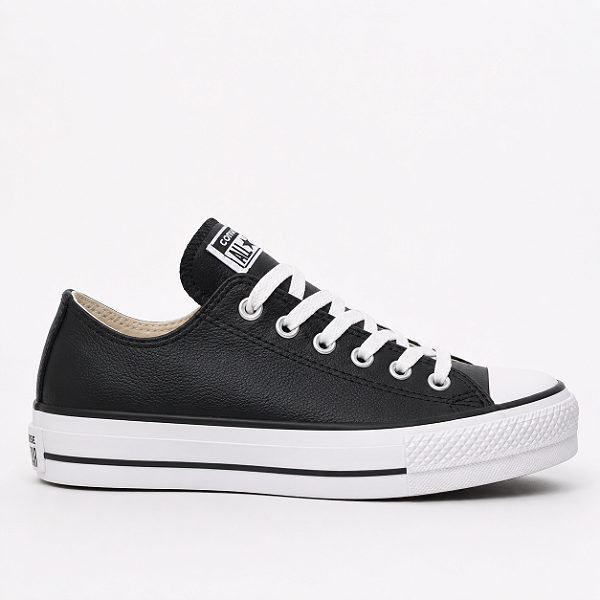 ALL STAR CHUCK TAYLOR PRETO PLATAFORMA COURO SINTÉTICO