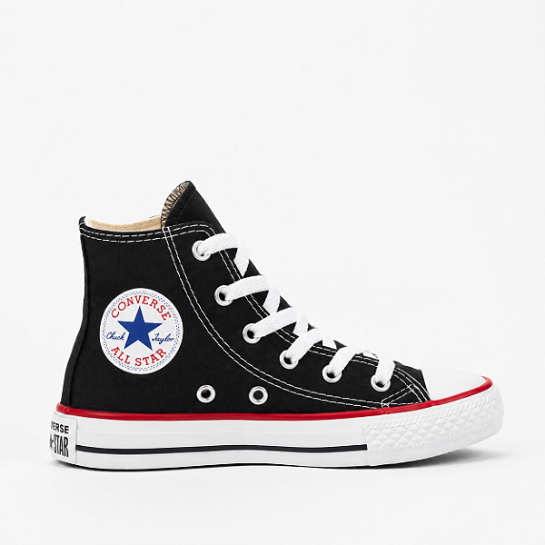 ALL STAR CHUCK TAYLOR PRETO LINHA VERMELHA LONA INFANTIL