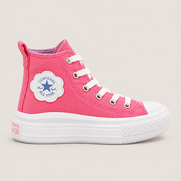 ALL STAR CHUCK TAYLOR PLATAFORMA MOVE ROSA NEON CANO LONGO INFANTIL