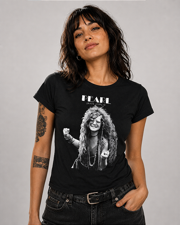 JANIS JOPLIN PEARL BABY LOOK BB 491 STAMP ROCK WEAR