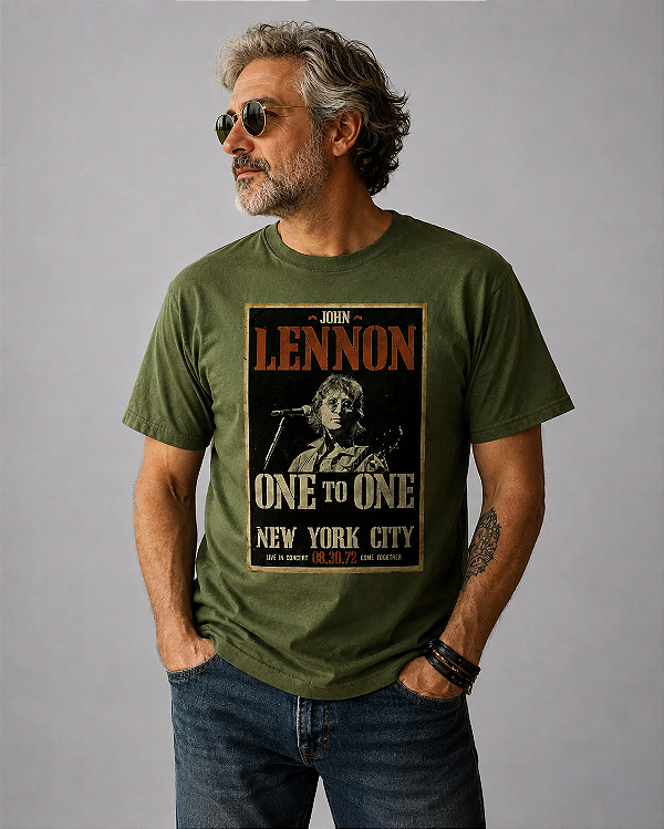 CAMISETA BEATLES JOHN LENNON ONE TO ONE STAMP TS 1718
