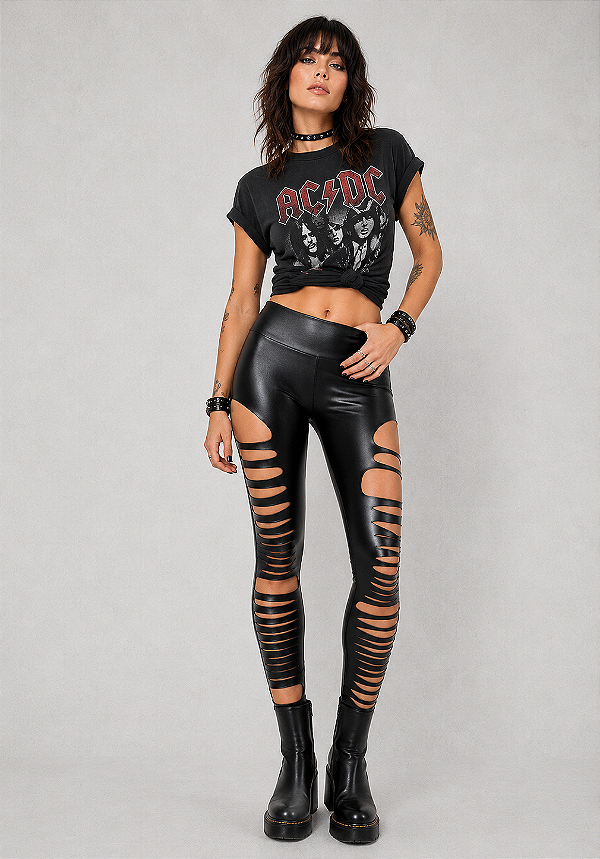 CALÇA LEGGING RASGADA LATERAL