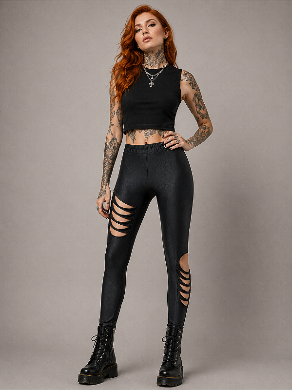 CALÇA LEGGING RASGADA