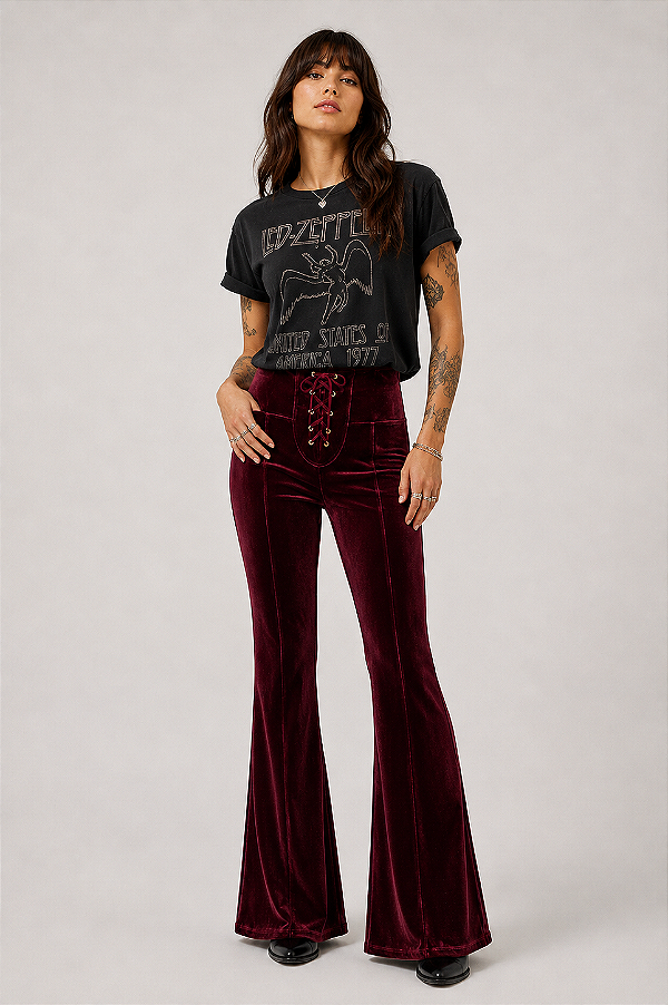 CALÇA VELUDO VINHO