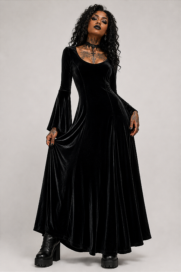 VESTIDO VELUDO MORCEGO