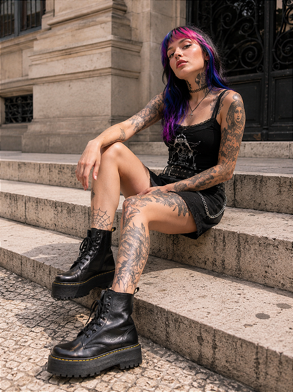 COTURNO VILELA BOOTS COSTURA AMARELA PLATAFORMA - COURO