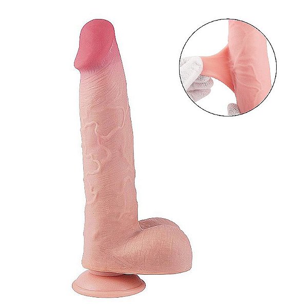 7976 Dildo super realista com segunda pele 24,5 x 4,5 cm