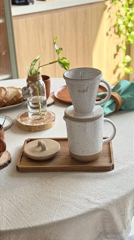 Bule + Filtro Cerâmica Artesanal