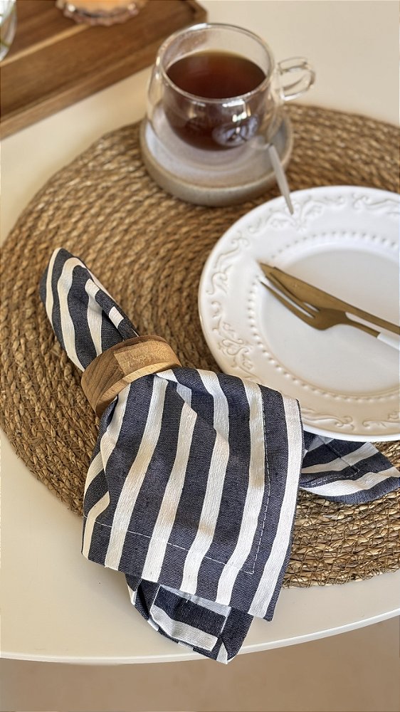 Conj. Guardanapo Eco Listras Marinho 2 pçs