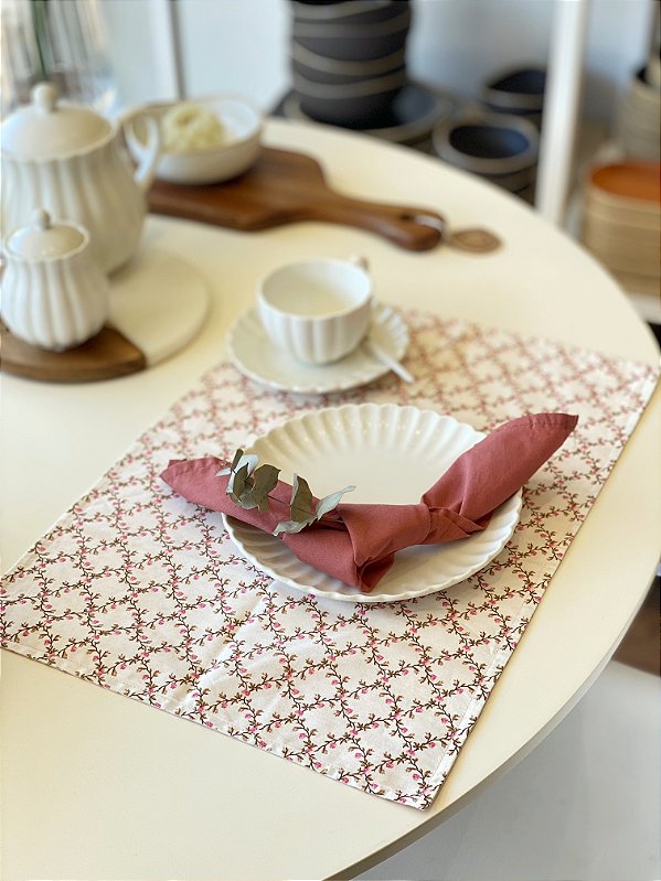 Lugar Americano Poá e Floral - Dupla Face