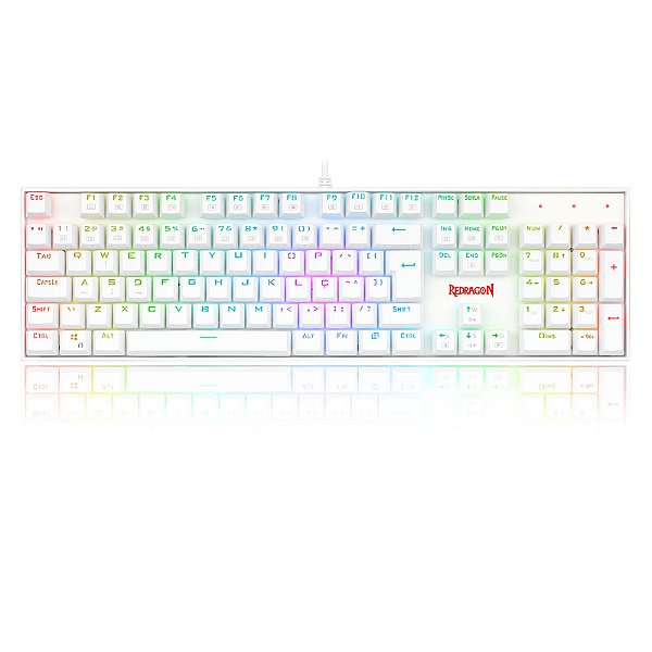 Teclado Mecânico Gamer Redragon Mitra Lunar White RGB Switch K551W-RGB