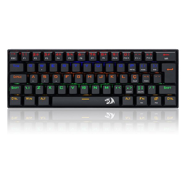 Teclado Mecânico Gamer Compacto Redragon Lakshmi K606R Iluminação Rainbow