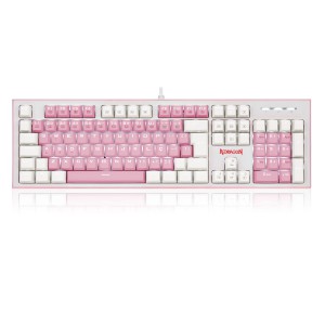 TECLADO MECÂNICO GAMER HADES ROSA E BRANCO SWITCH AZUL LED