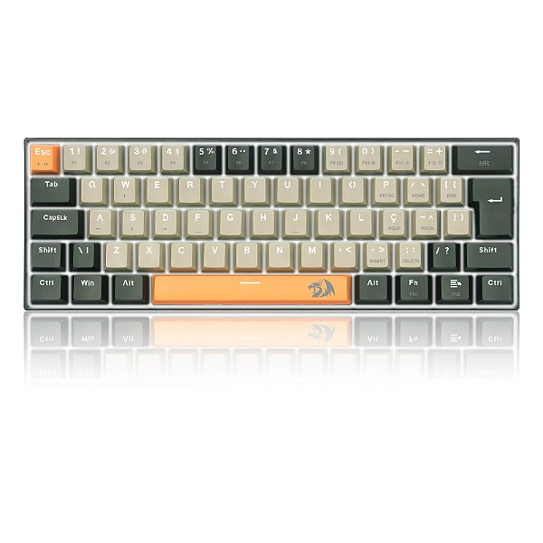 TECLADO GAMER REDRAGON LAKSHMI LARANJA+CINZA+ PRETO COM SWITCH MARROM