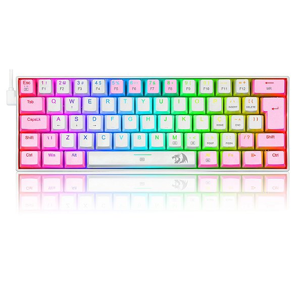 TECLADO GAMER REDRAGON LAKSHMI BRANCO E ROSA