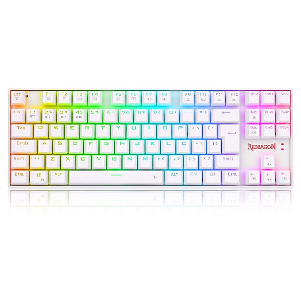 TECLADO MECÂNICO KUMARA PRO RGB WIRELESS E BLUETOOTH BRANCO