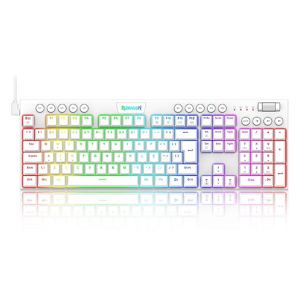 TECLADO MECÂNICO RGB REDRAGON HORUS BRANCO