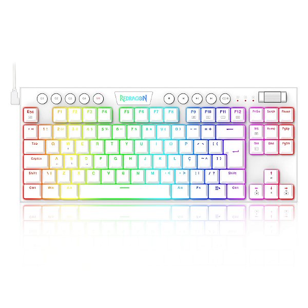 TECLADO MECÂNICO GAMER REDRAGON HORUS TKL RGB BRANCO
