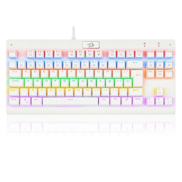 Teclado Mecânico Gamer Redragon Dark Avenger Lunar White IIuminação Rainbow