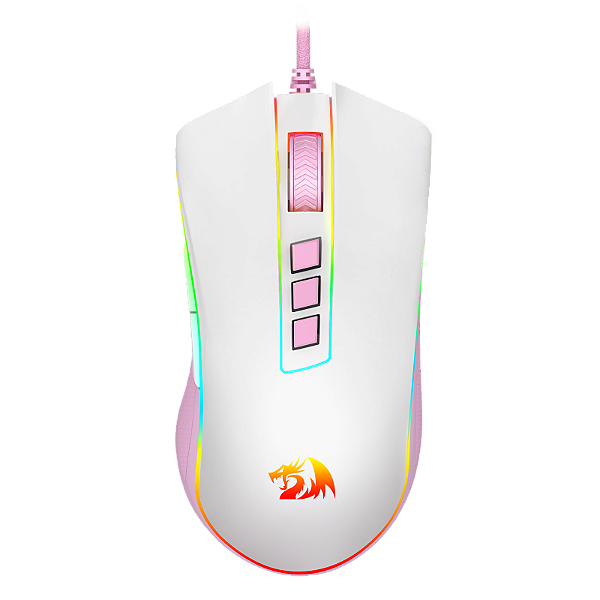 MOUSE GAMER COBRA RGB BRANCO COM ROSA
