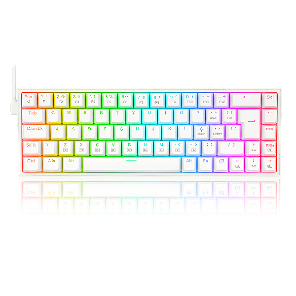 TECLADO MECÂNICO GAMER CASTOR RGB BRANCO SWITCH ABNT2
