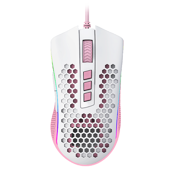 MOUSE GAMER REDRAGON STORM RGB BRANCO COM ROSA