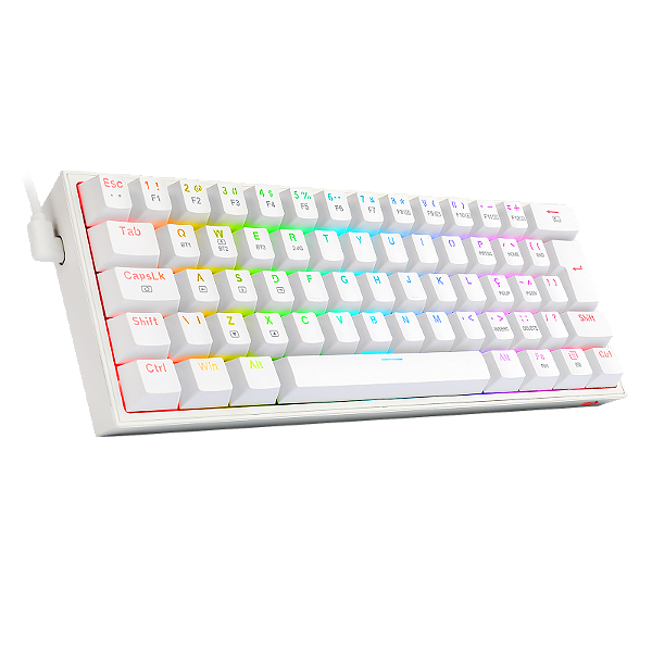 TECLADO MECÂNICO GAMER FIZZ PRO RGB BRANCO SWITCH MARROM