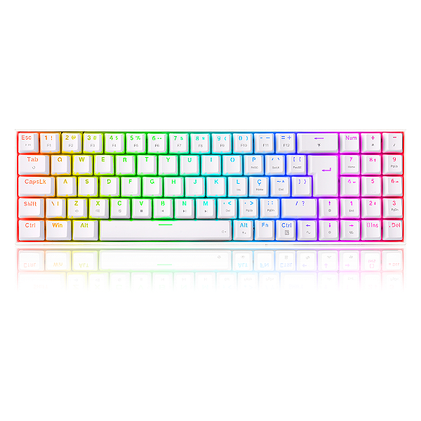 TECLADO MECÂNICO GAMER ZED PRO RGB BRANCO SWITCH MARROM