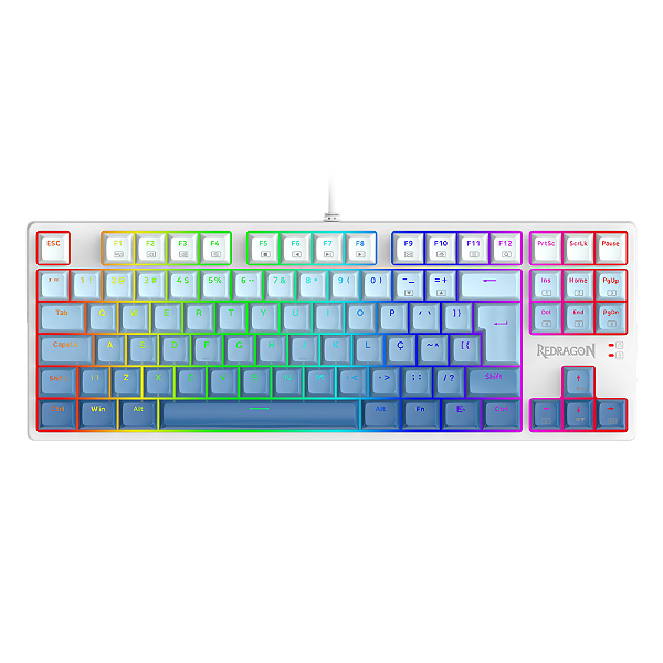 TECLADO GAMER REDRAGON DAKSA BRANCO E AZUL RGB