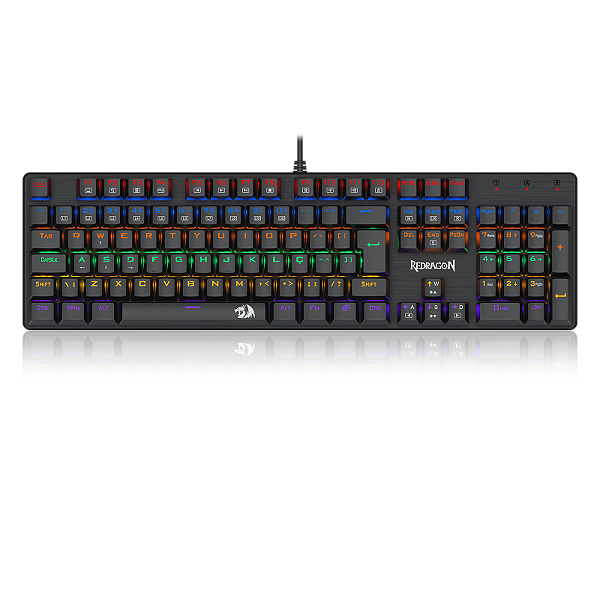 TECLADO MECÂNICO GAMER REDRAGON VALHEIM ILUMINAÇÃO RAINBOW PRETO