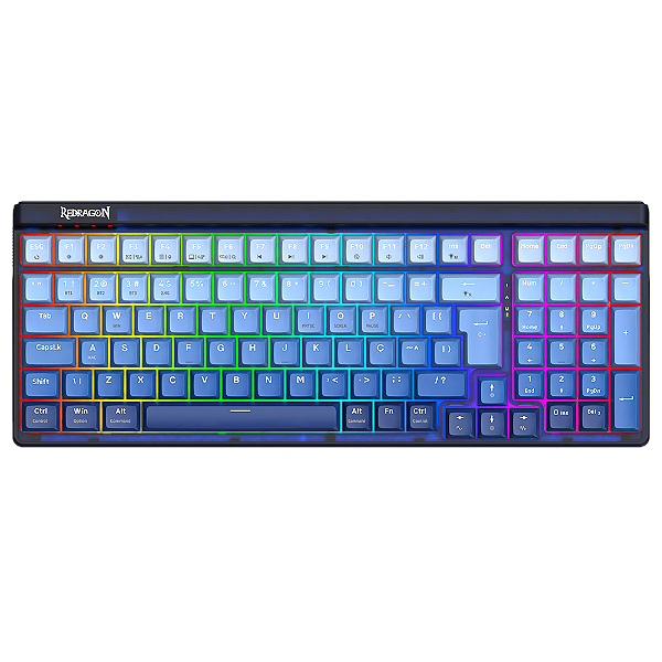 Teclado Sem Fio Redragon Garen Pro Azul RGB Mecânico 96% com Switch Purple