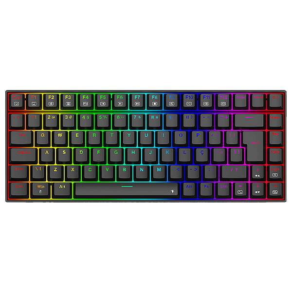 Teclado Redragon Phantom Preto RGB Mecânico 75% com Switch Brown