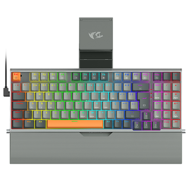 TECLADO MECANICO GAMER REDRAGON OLAF PRETO E CINZA RGB COM SWITCH DUST-PROOF MARROM