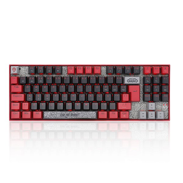 Teclado Redragon World of Warcraft Horda Preto e Vermelho Switch Blizzard LED