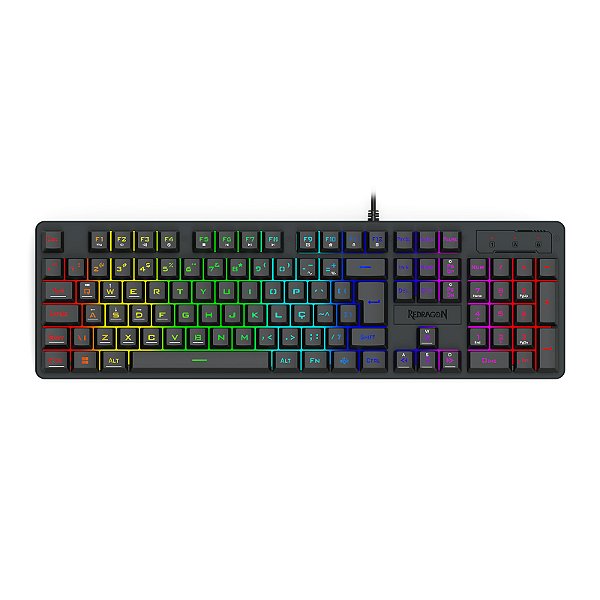 Teclado Membrana Gamer Redragon Netherbane Iluminação Rainbow Preto