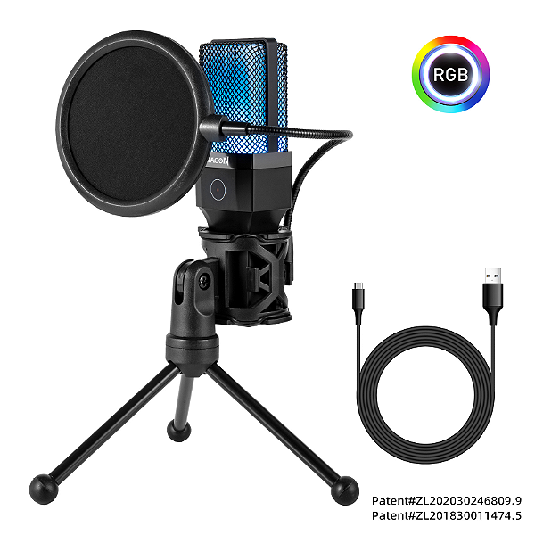 Microfone Gamer Redragon Adne RGB GM212 – USB Tipo-C | Preto