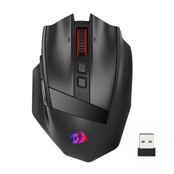 Mouse Gamer Redragon Rind M813-RGB-PRO – RGB Chroma, Scroll Infinito, Sensor PAW3395, 26000 DPI, Sem Fio + USB-C – Preto