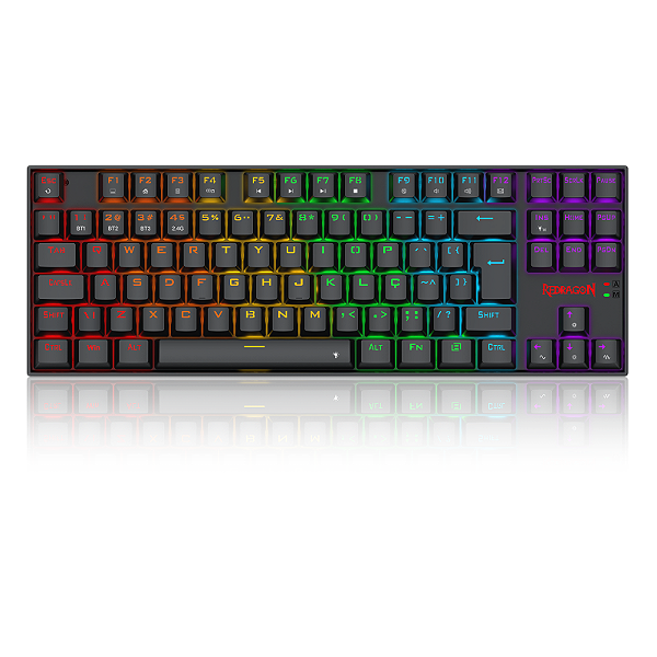 Teclado Gamer Redragon Kumara Elite – Switch Marrom, TKL, Iluminação Rainbow, Tripla ConectividadeO Redragon Kumara Elite K552-KRS
