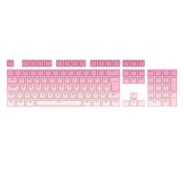 Kit de Keycaps Redragon Degradê Rosa e Branco ABNT2 106 Teclas ABS Doubleshot A133 PT
