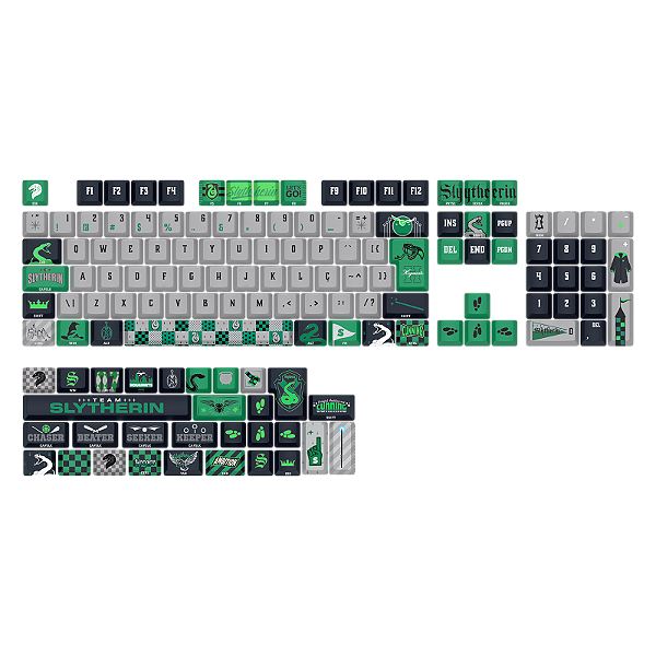 Kit de Keycaps Redragon x Harry Potter Sonserina - PBT Dye Sub - 136 Teclas - HP-942