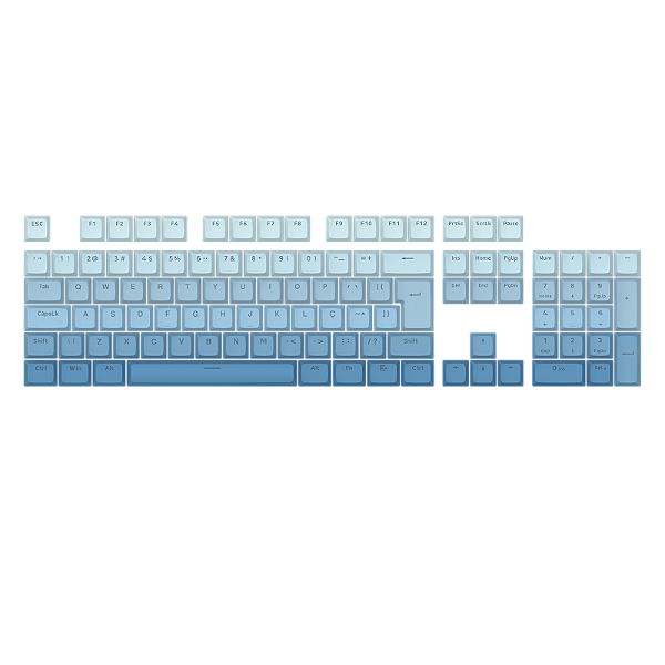 Kit de Keycaps Redragon Degradê Azul ABNT2 106 Teclas ABS Doubleshot A134 PT