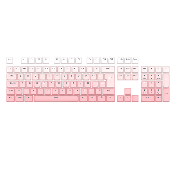 Kit de Keycaps Redragon Degradê Branco e Rosa ABNT2 106 Teclas ABS Doubleshot A139 PT